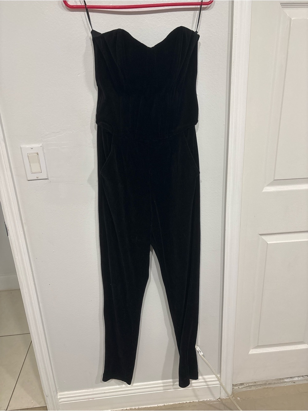 juicy couture.Black Strapless Velour Jumpsuit - Women's Size 8